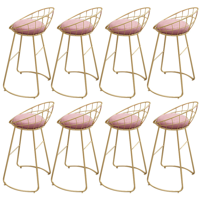 Glam Backrest Dining Stools Round Armless Bar Stools with Cushion