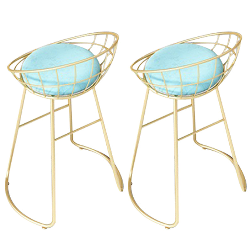 Glam Backrest Dining Stools Round Armless Bar Stools with Cushion