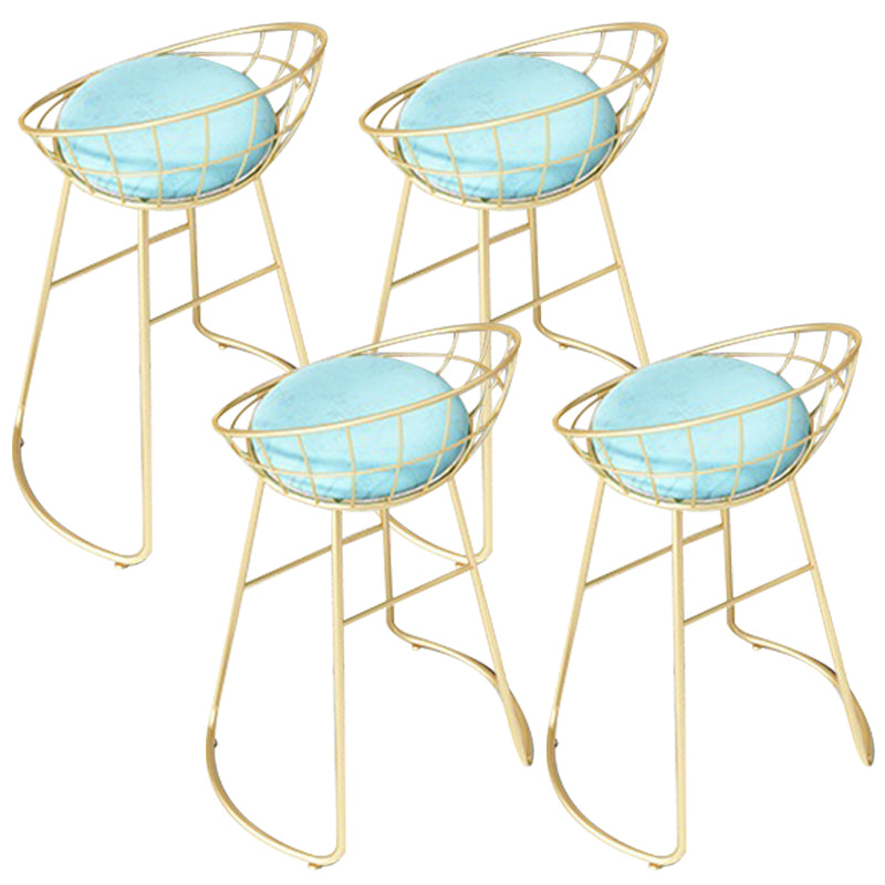 Glam Backrest Dining Stools Round Armless Bar Stools with Cushion