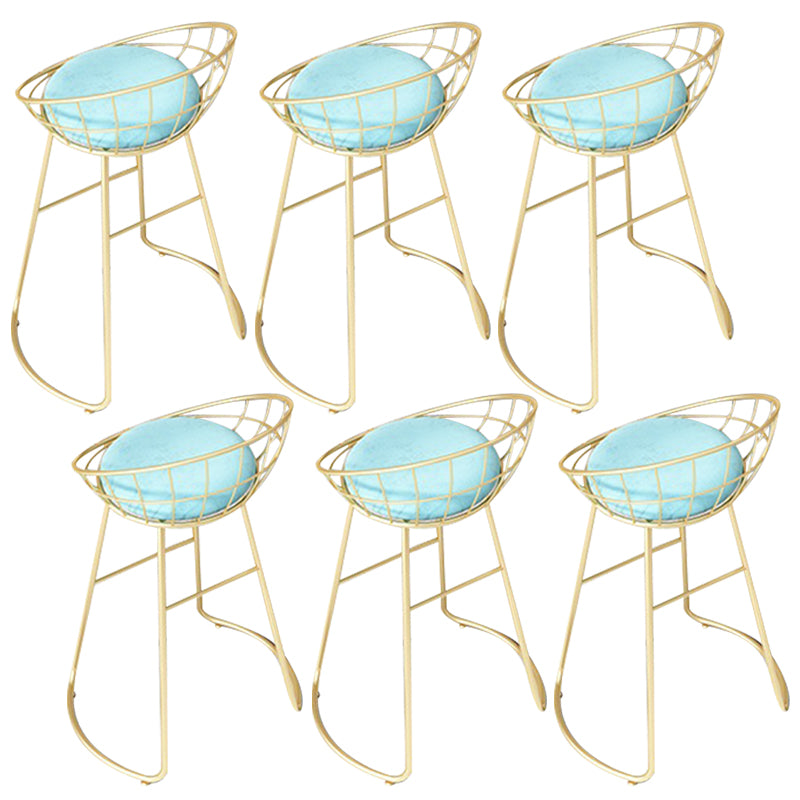 Glam Backrest Dining Stools Round Armless Bar Stools with Cushion
