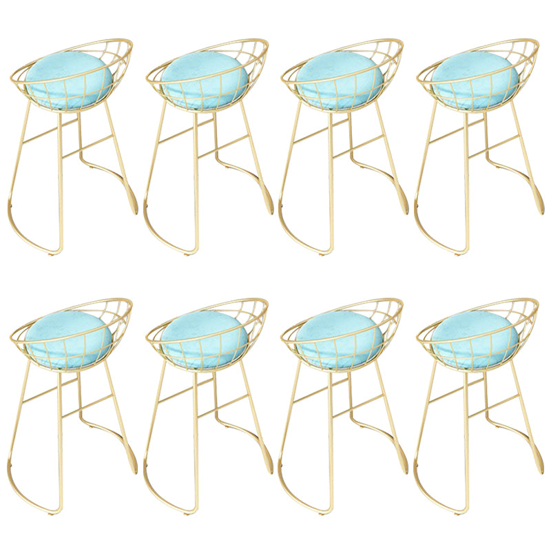 Glam Backrest Dining Stools Round Armless Bar Stools with Cushion