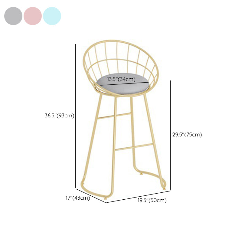Glam Backrest Dining Stools Round Armless Bar Stools with Cushion