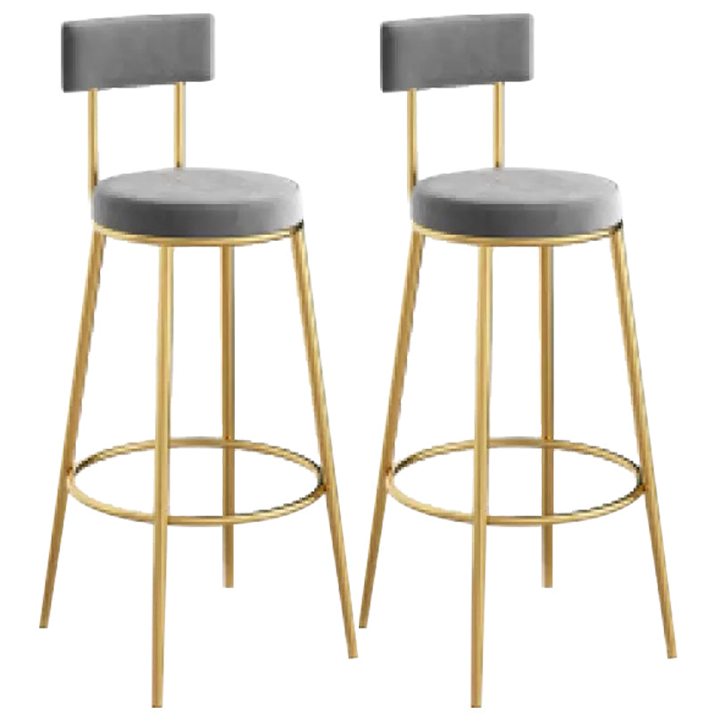 Glam Backrest Dining Stools Round Bar Stools with Metal Legs
