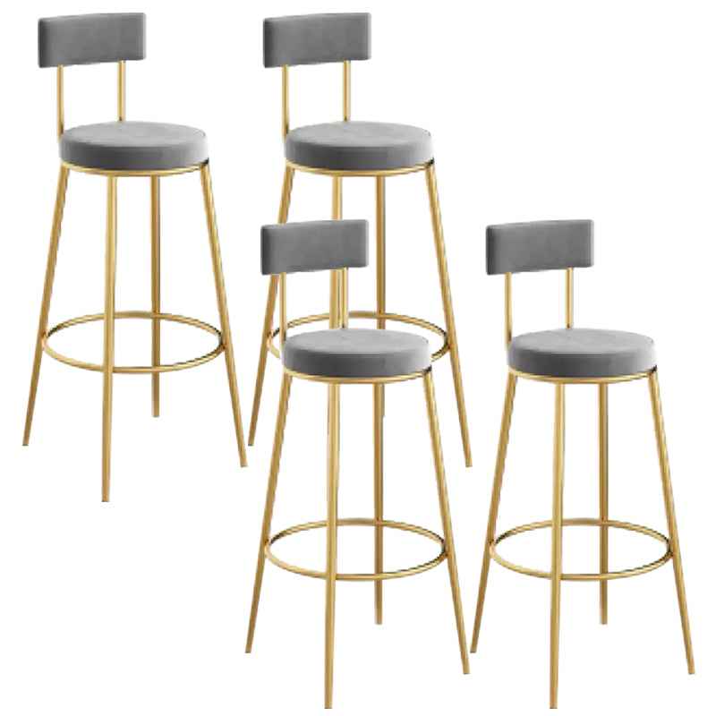 Glam Backrest Dining Stools Round Bar Stools with Metal Legs