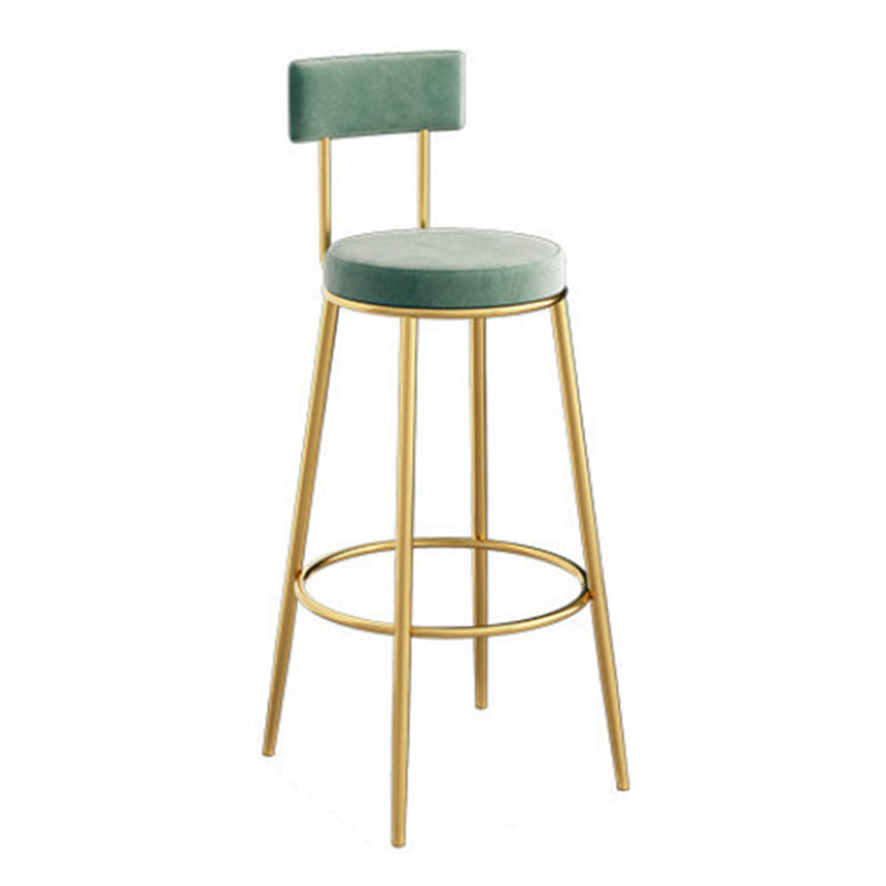Glam Backrest Dining Stools Round Bar Stools with Metal Legs