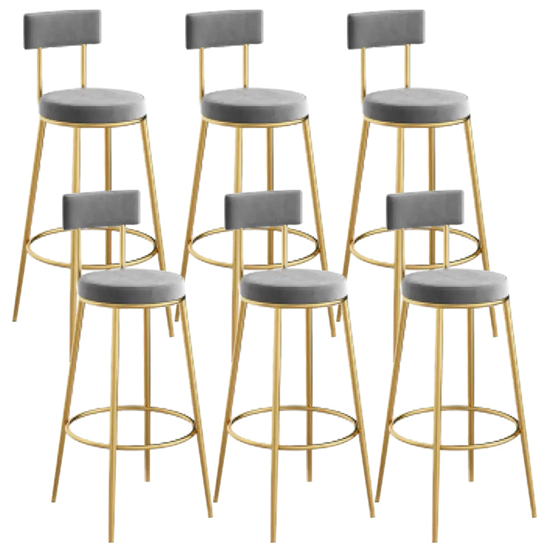 Glam Backrest Dining Stools Round Bar Stools with Metal Legs
