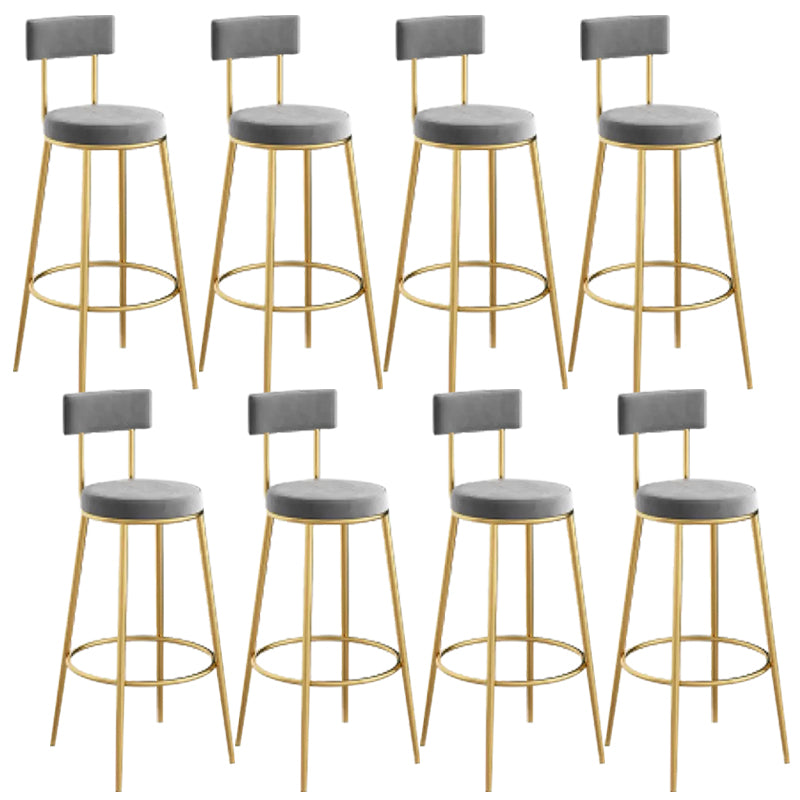 Glam Backrest Dining Stools Round Bar Stools with Metal Legs