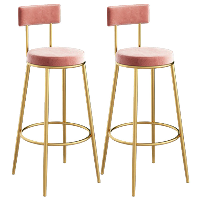 Glam Backrest Dining Stools Round Bar Stools with Metal Legs