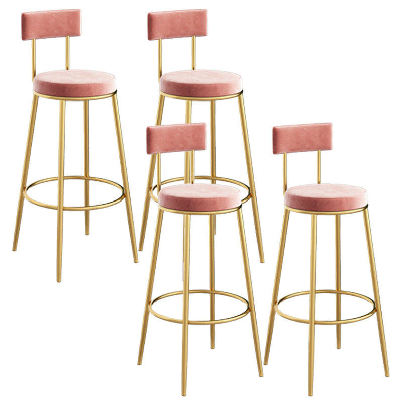 Glam Backrest Dining Stools Round Bar Stools with Metal Legs