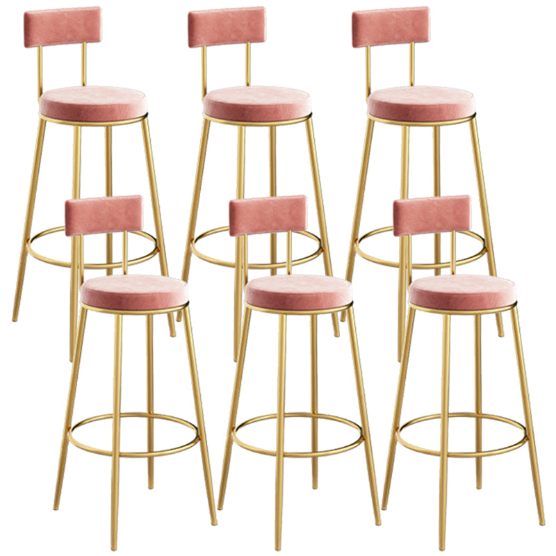 Glam Backrest Dining Stools Round Bar Stools with Metal Legs