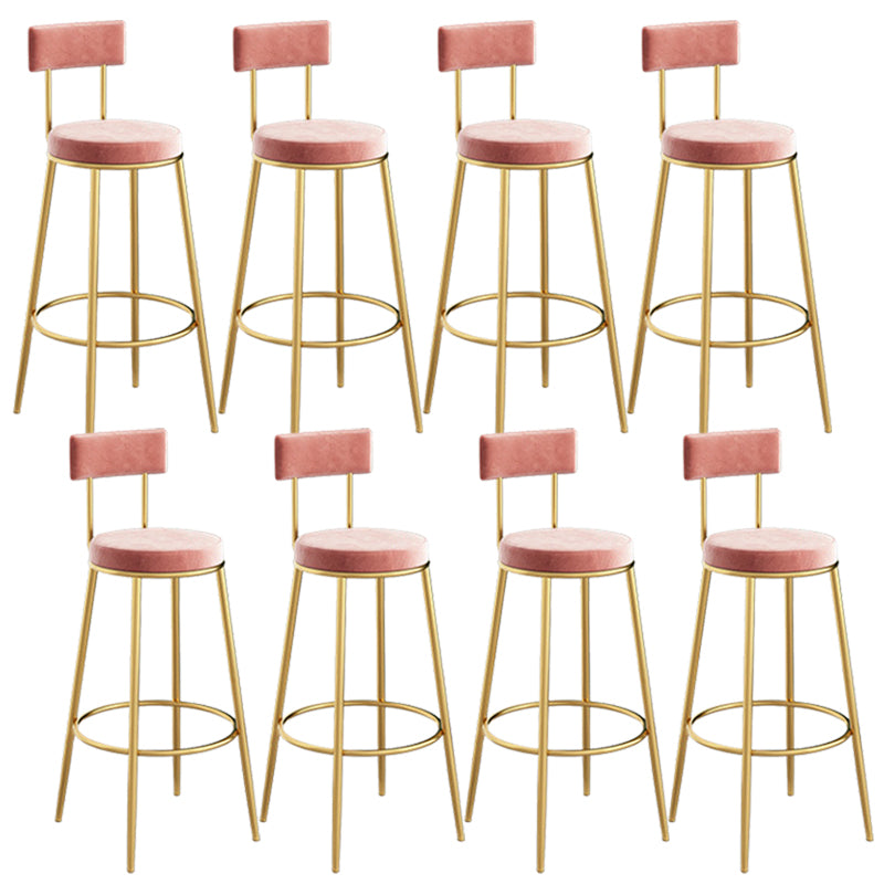 Glam Backrest Dining Stools Round Bar Stools with Metal Legs