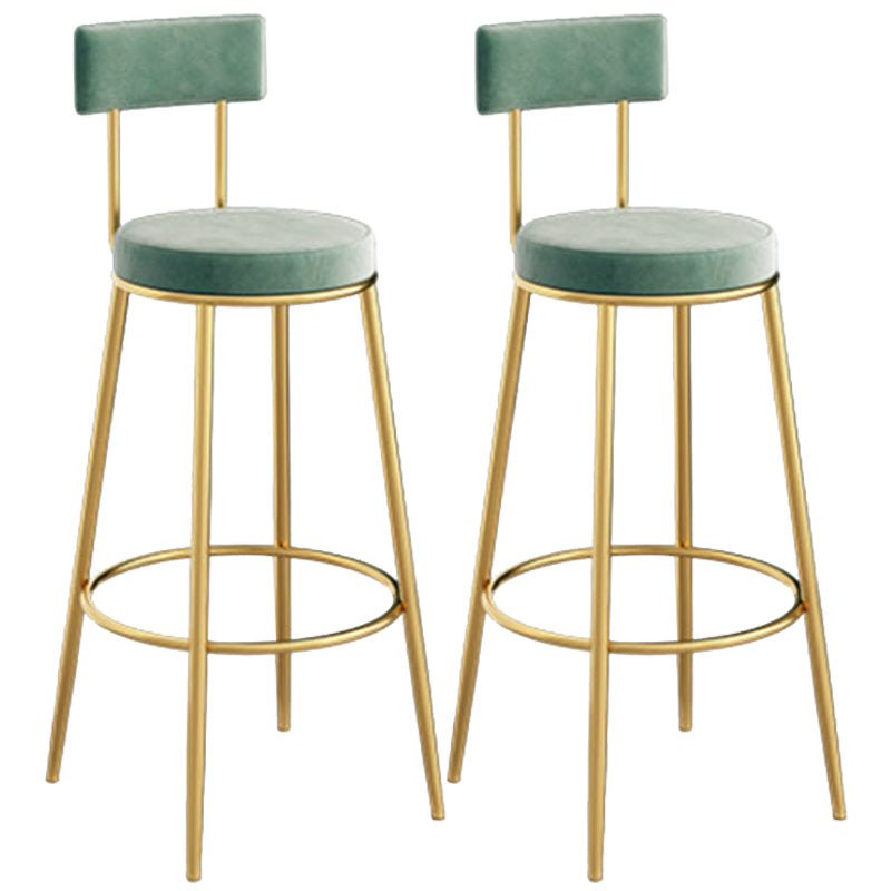 Glam Backrest Dining Stools Round Bar Stools with Metal Legs
