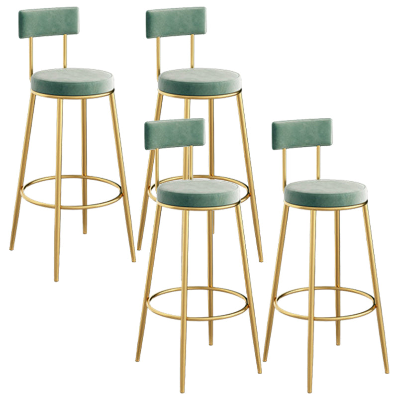 Glam Backrest Dining Stools Round Bar Stools with Metal Legs