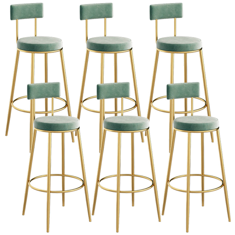 Glam Backrest Dining Stools Round Bar Stools with Metal Legs