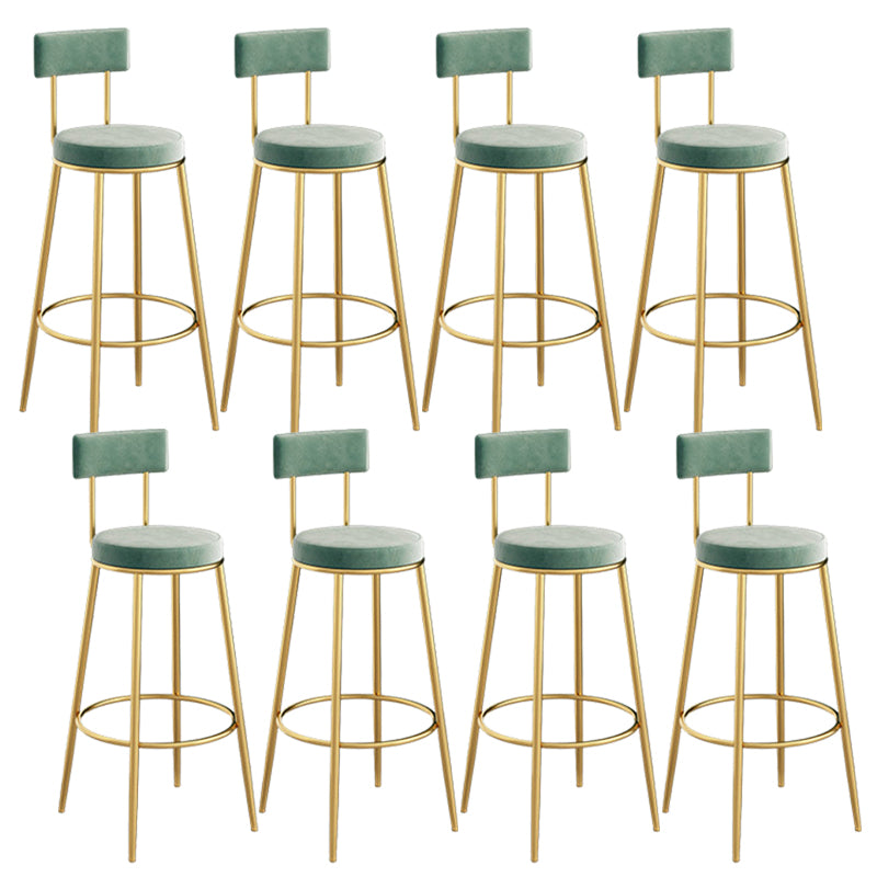Glam Backrest Dining Stools Round Bar Stools with Metal Legs