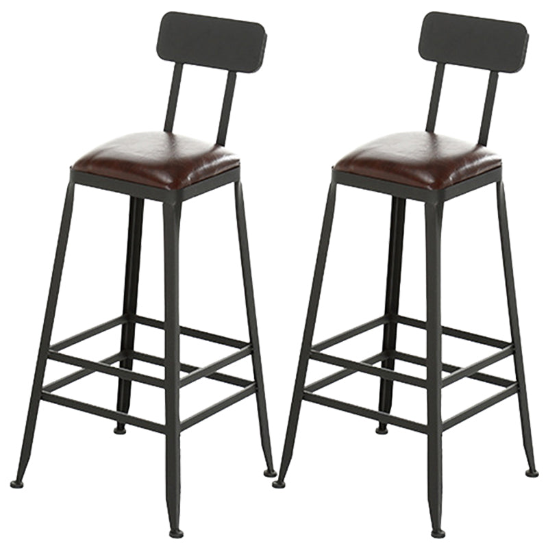 Industrial Backrest Bar Stools Metal Barstool with Metal Legs