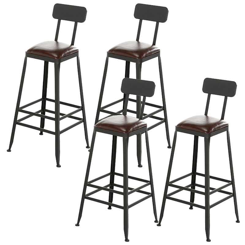 Industrial Backrest Bar Stools Metal Barstool with Metal Legs