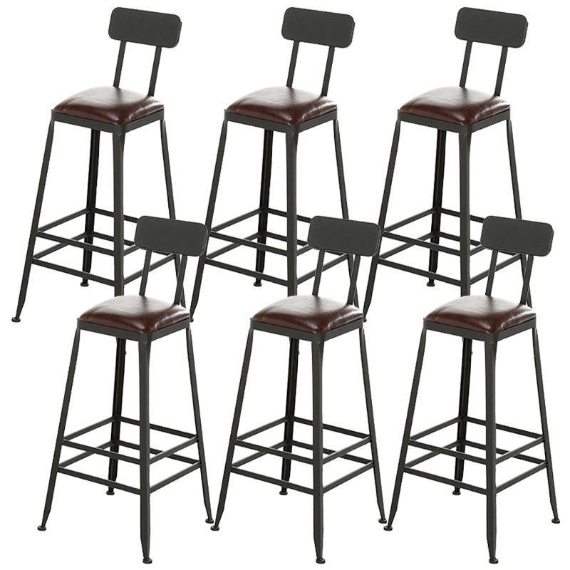 Industrial Backrest Bar Stools Metal Barstool with Metal Legs
