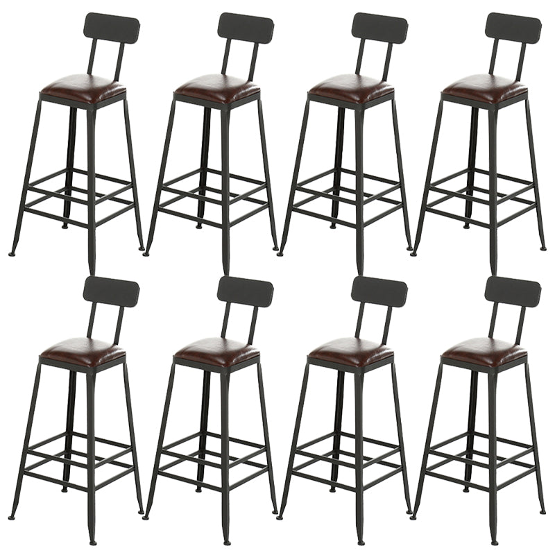 Industrial Backrest Bar Stools Metal Barstool with Metal Legs