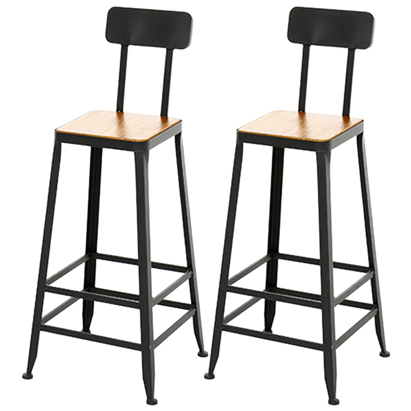Industrial Backrest Bar Stools Metal Barstool with Metal Legs