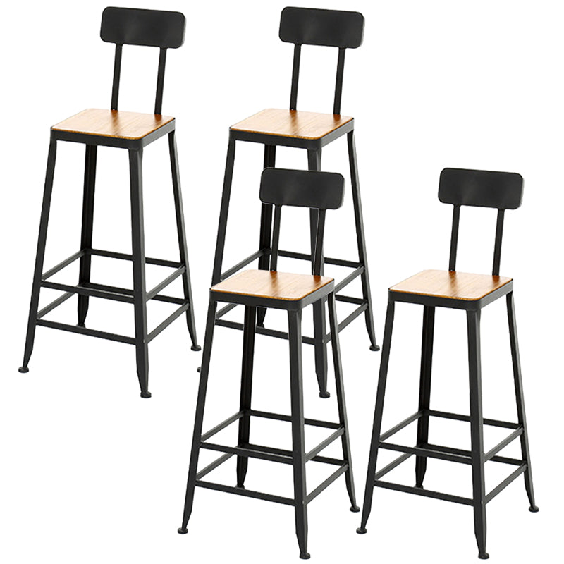 Industrial Backrest Bar Stools Metal Barstool with Metal Legs