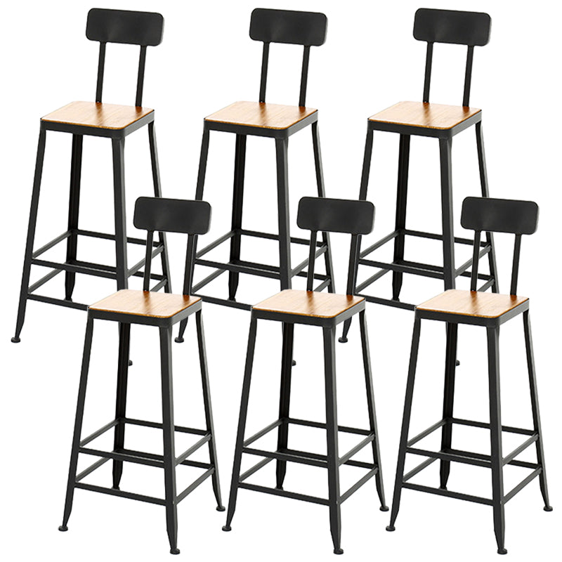 Industrial Backrest Bar Stools Metal Barstool with Metal Legs