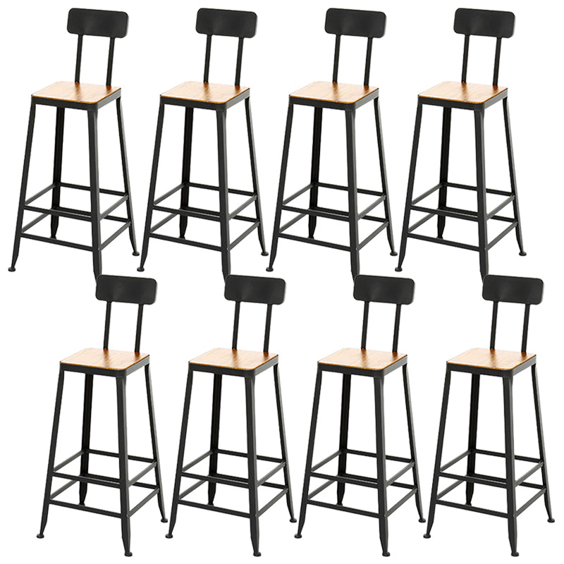 Industrial Backrest Bar Stools Metal Barstool with Metal Legs