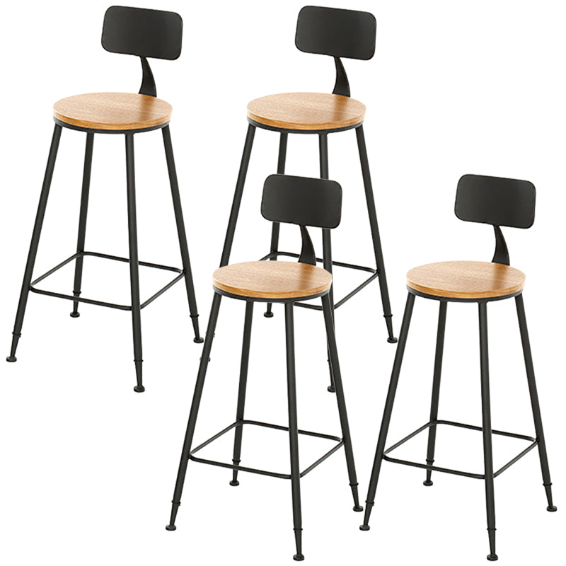 Industrial Backrest Bar Stools Metal Barstool with Metal Legs