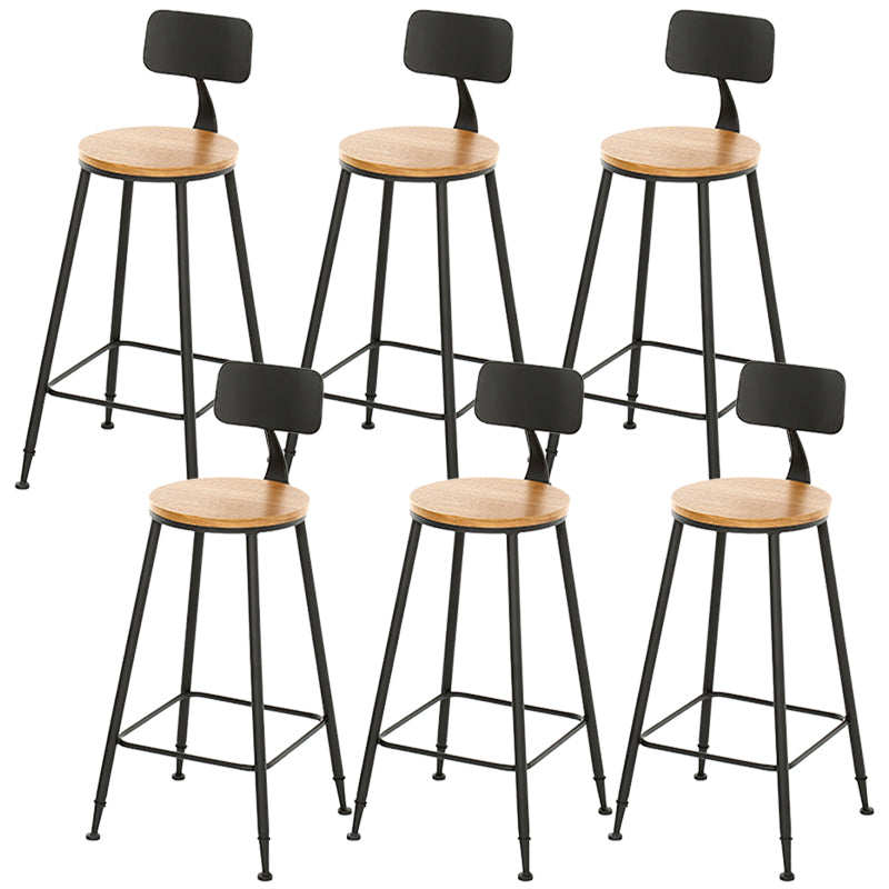 Industrial Backrest Bar Stools Metal Barstool with Metal Legs