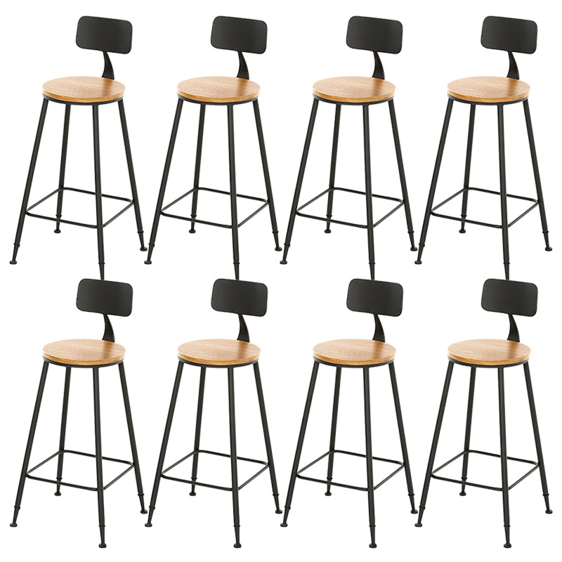Industrial Backrest Bar Stools Metal Barstool with Metal Legs