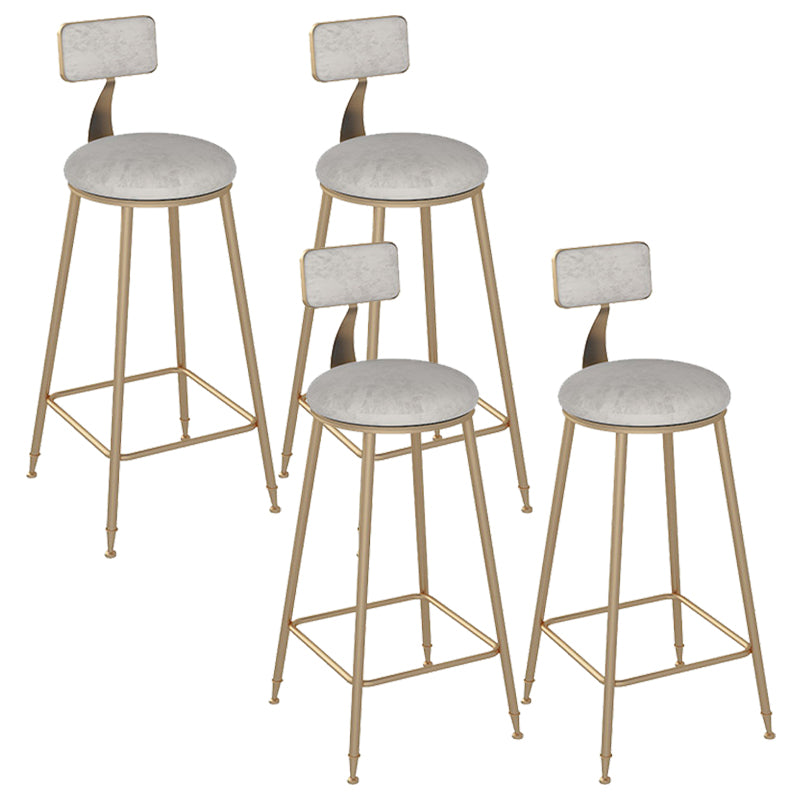 Metal Base Backrest Dining Stools Glam Round Bar Stools with Cushion