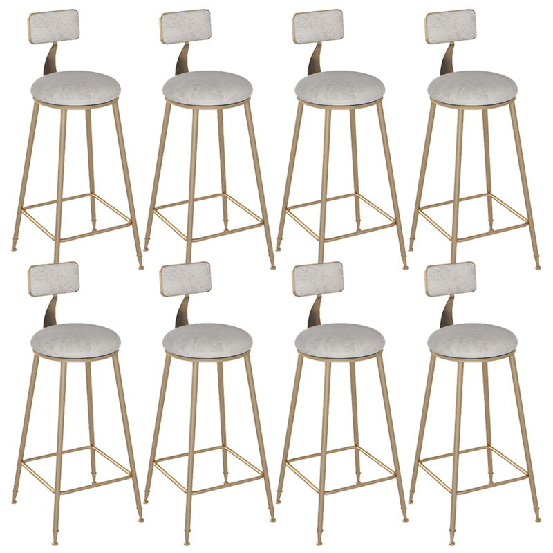 Metal Base Backrest Dining Stools Glam Round Bar Stools with Cushion
