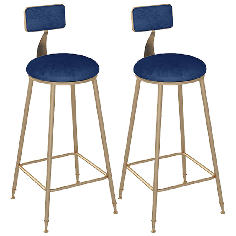 Metal Base Backrest Dining Stools Glam Round Bar Stools with Cushion