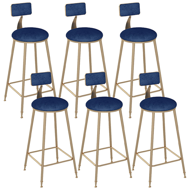 Metal Base Backrest Dining Stools Glam Round Bar Stools with Cushion
