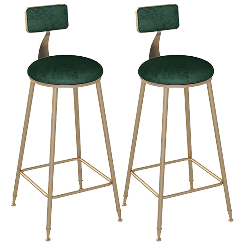 Metal Base Backrest Dining Stools Glam Round Bar Stools with Cushion