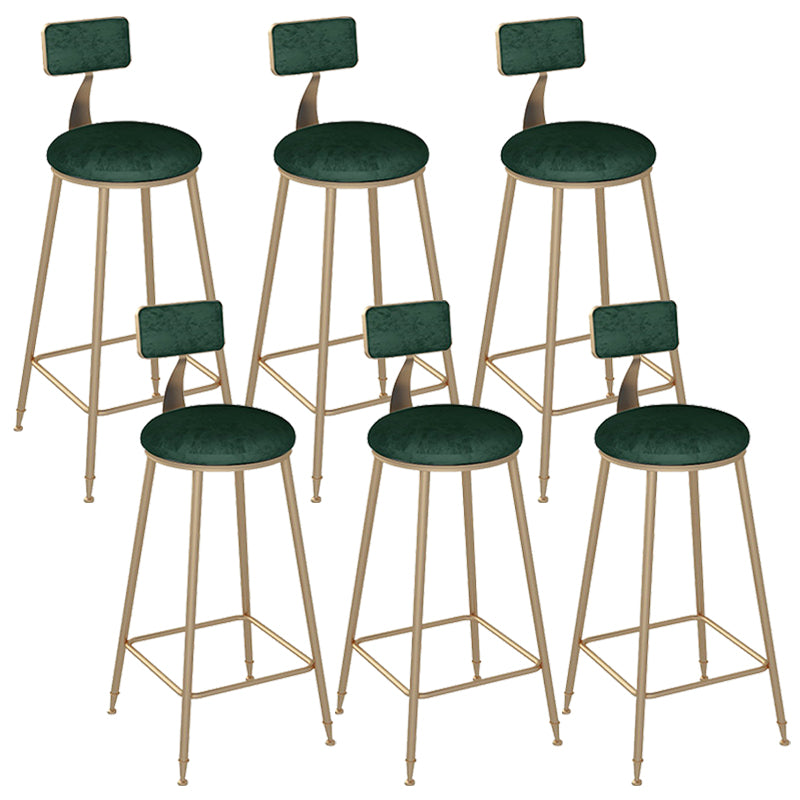 Metal Base Backrest Dining Stools Glam Round Bar Stools with Cushion