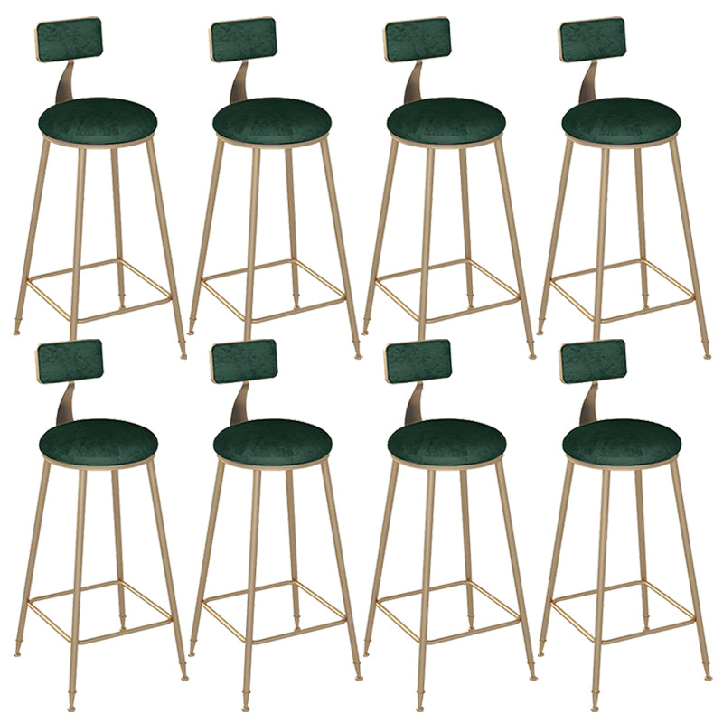 Metal Base Backrest Dining Stools Glam Round Bar Stools with Cushion