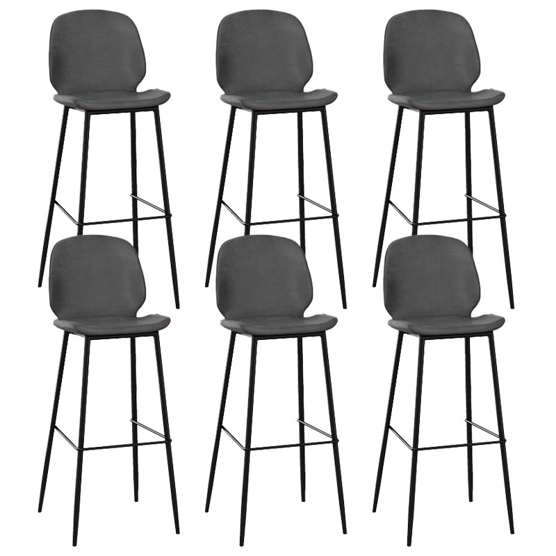 Contemporary Faux Leather Bar Stool Armless Backrest Bar Stool