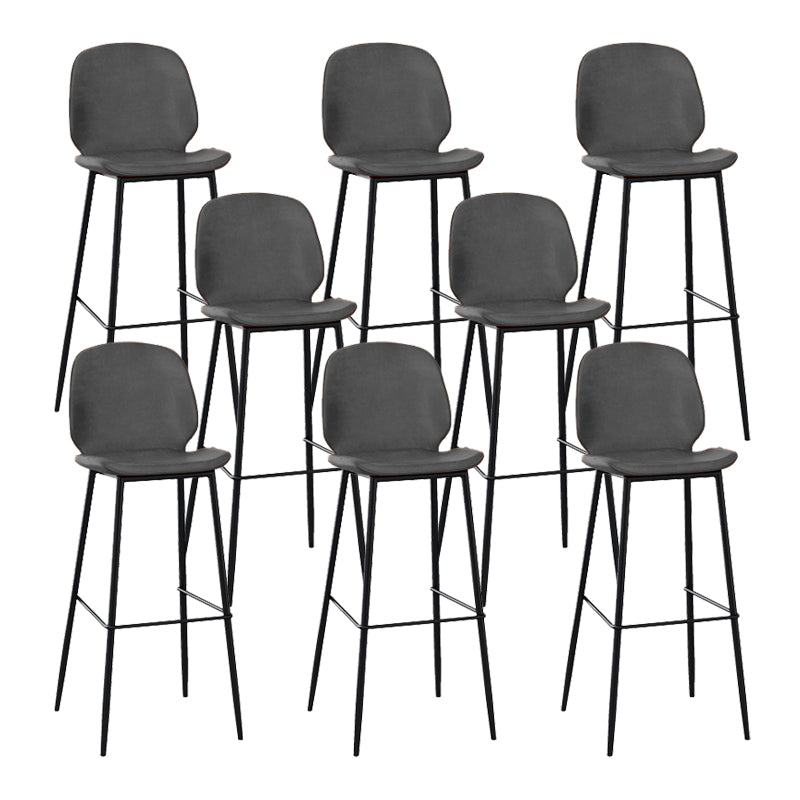 Contemporary Faux Leather Bar Stool Armless Backrest Bar Stool