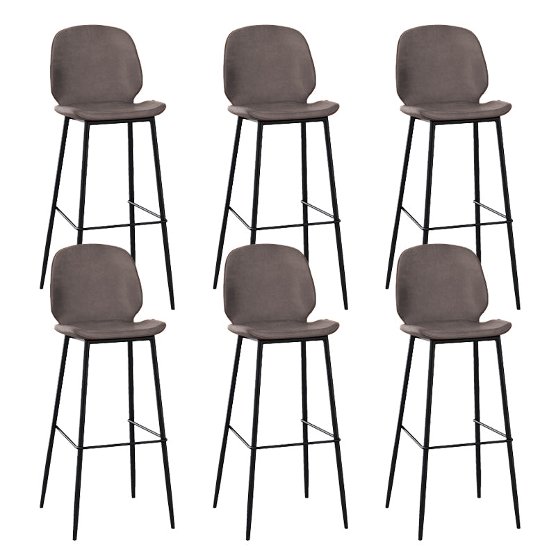 Contemporary Faux Leather Bar Stool Armless Backrest Bar Stool