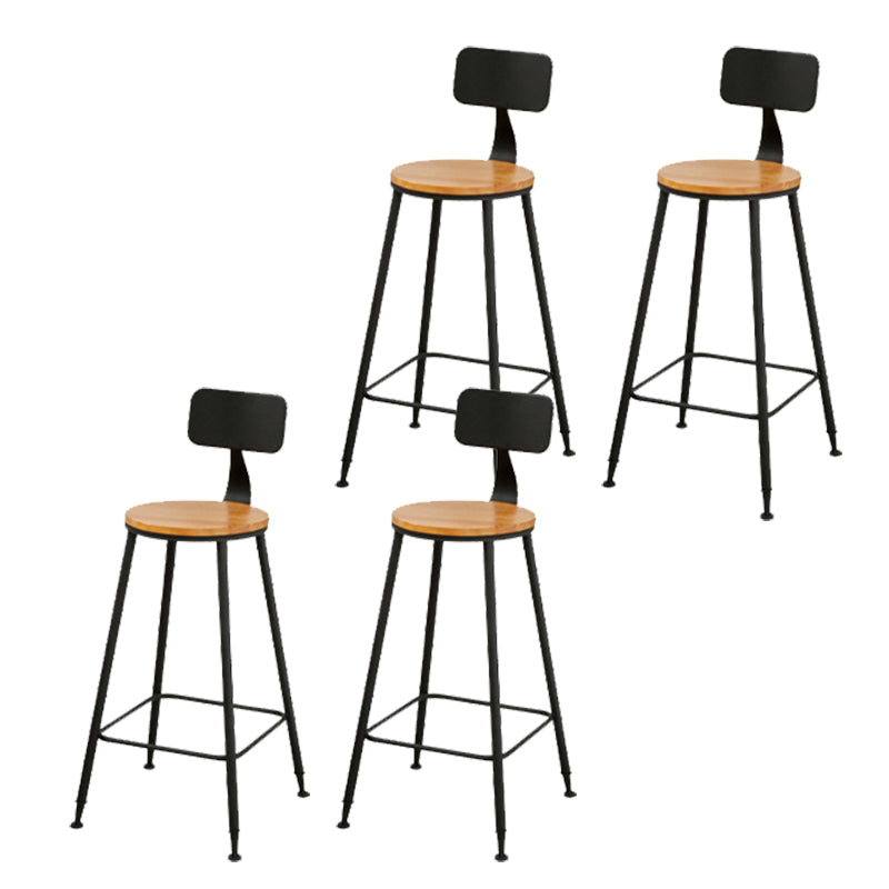 Industrial Bar Stools Solid Wood Armless Barstool in Natural