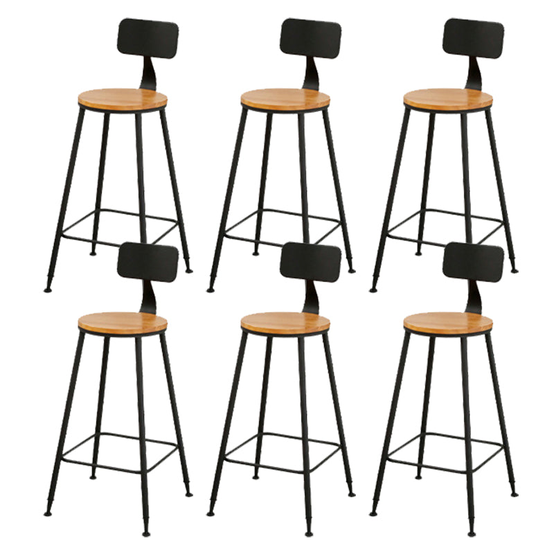Industrial Bar Stools Solid Wood Armless Barstool in Natural