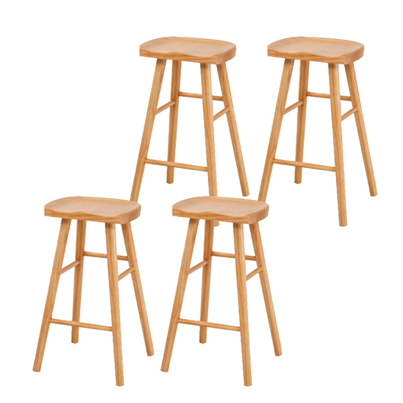 Industrial Bar Stools Solid Wood Armless Barstool in Natural