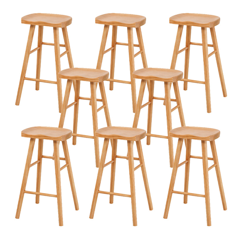 Industrial Bar Stools Solid Wood Armless Barstool in Natural