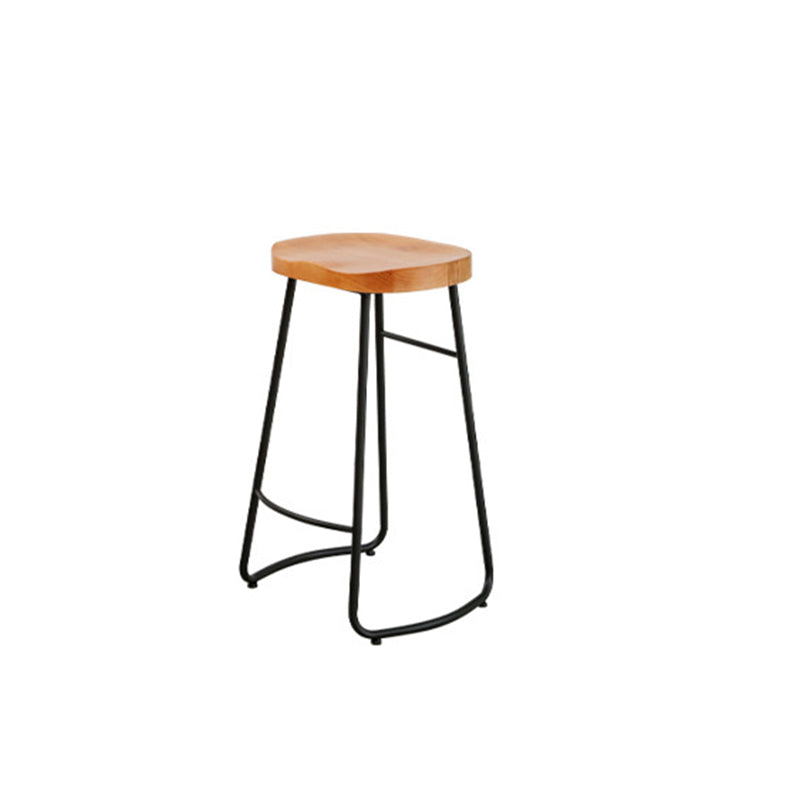 Industrial Bar Stools Solid Wood Armless Barstool in Natural
