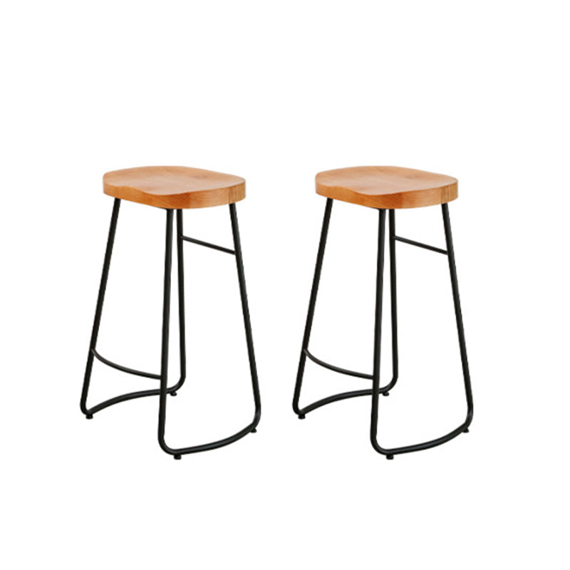 Industrial Bar Stools Solid Wood Armless Barstool in Natural