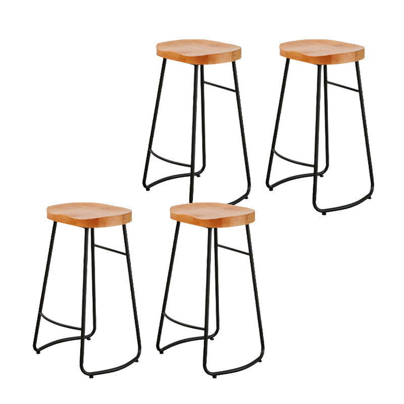 Industrial Bar Stools Solid Wood Armless Barstool in Natural