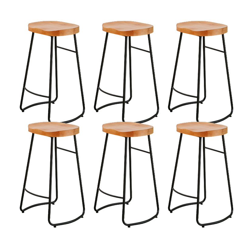 Industrial Bar Stools Solid Wood Armless Barstool in Natural
