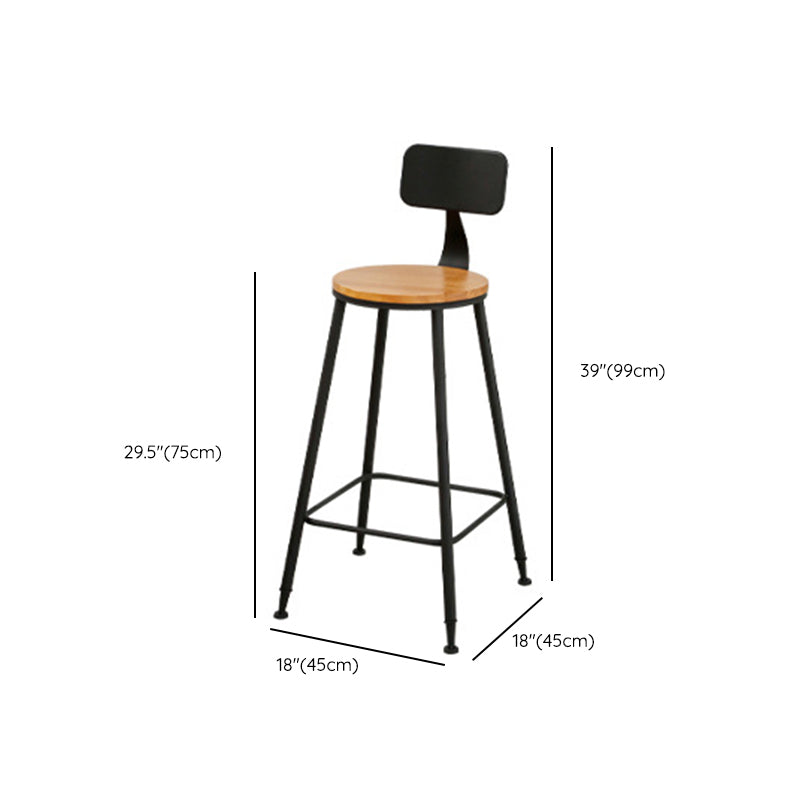 Industrial Bar Stools Solid Wood Armless Barstool in Natural
