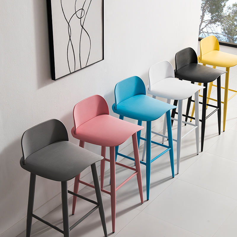 Modern Style Metal Bar Stool Plastic Low Back Counter Stool for Indoor